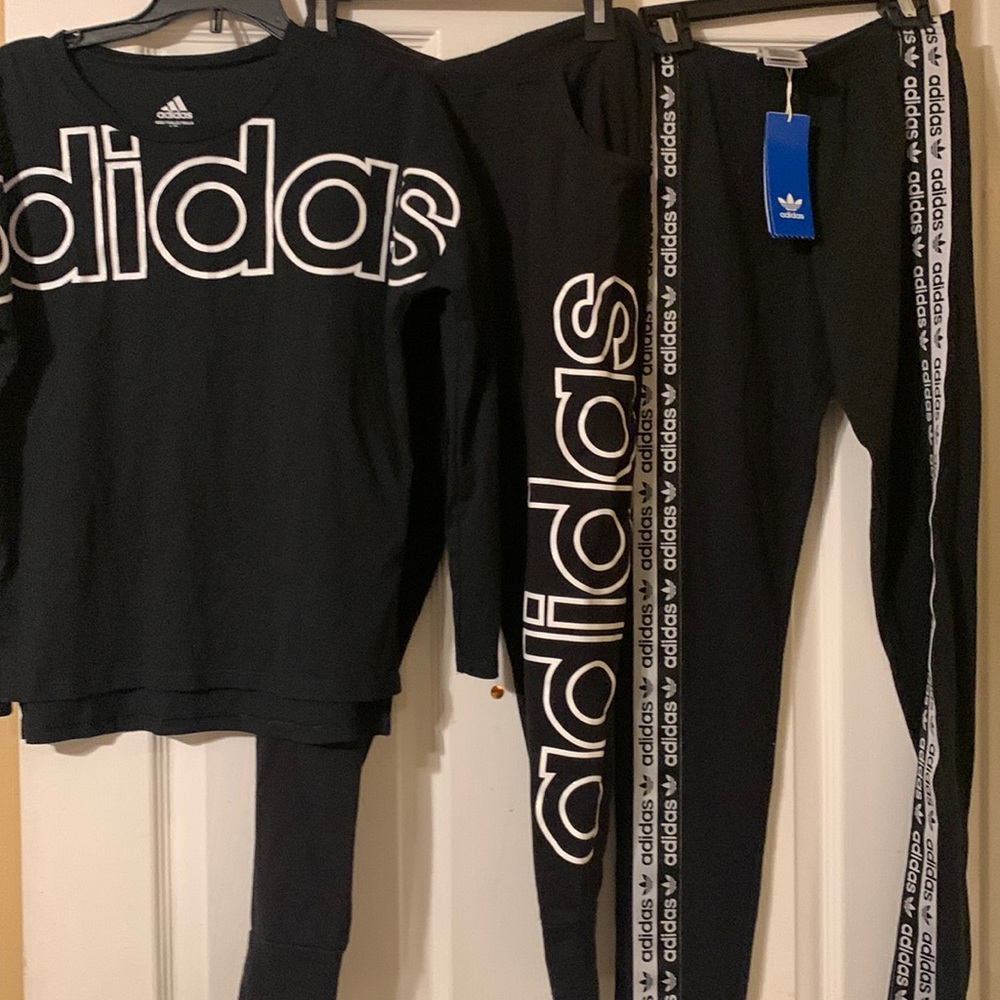 Black and white girls adidas outfit with extra pair of tights